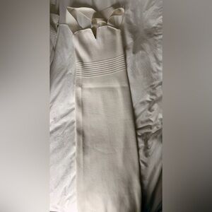 Express Cream Midi Dress with Textured Waistband